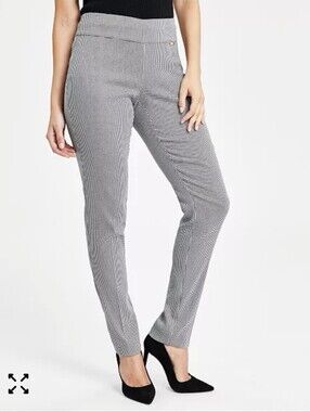 INC International Concepts Black & White Houndstooth Straight-Leg Pants